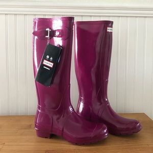 New! Hunter purple gloss original tour tall boots
